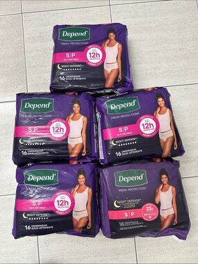 NEW 🆕 Lot of FIVE Depend Fresh Protection Women's Underwear Size S - 5x16 count
